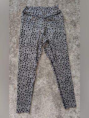 Balance Athletica Grey Leggings with Black Leopard Spots